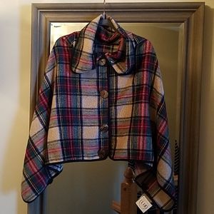 Plaid poncho